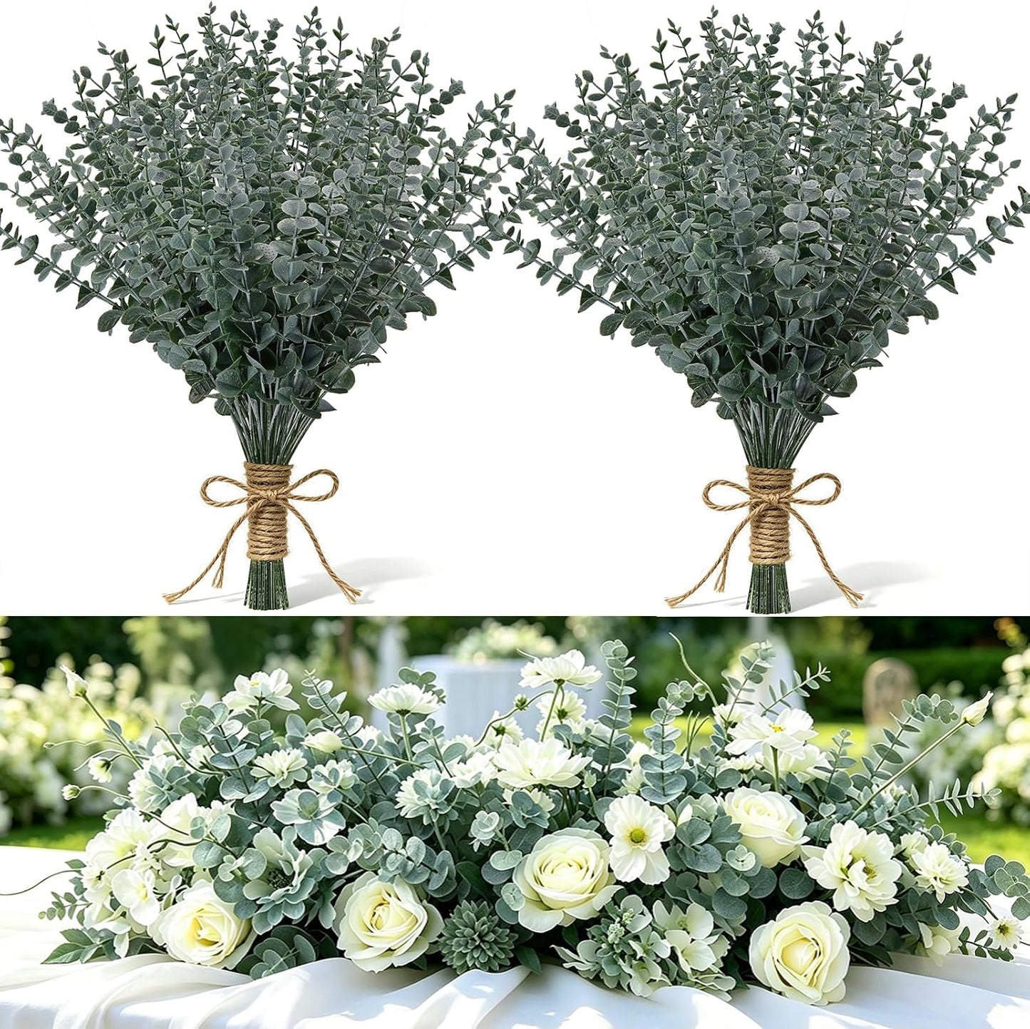 40pcs Eucalyptus Stems Artificial Eucalyptus Leaves Stems,Fake Eucalyptus Plants Real Touch Faux Flower for Home Office Flowers Bouquet Centerpiece Wedding Garden Decoration Farmhouse Home Decor
