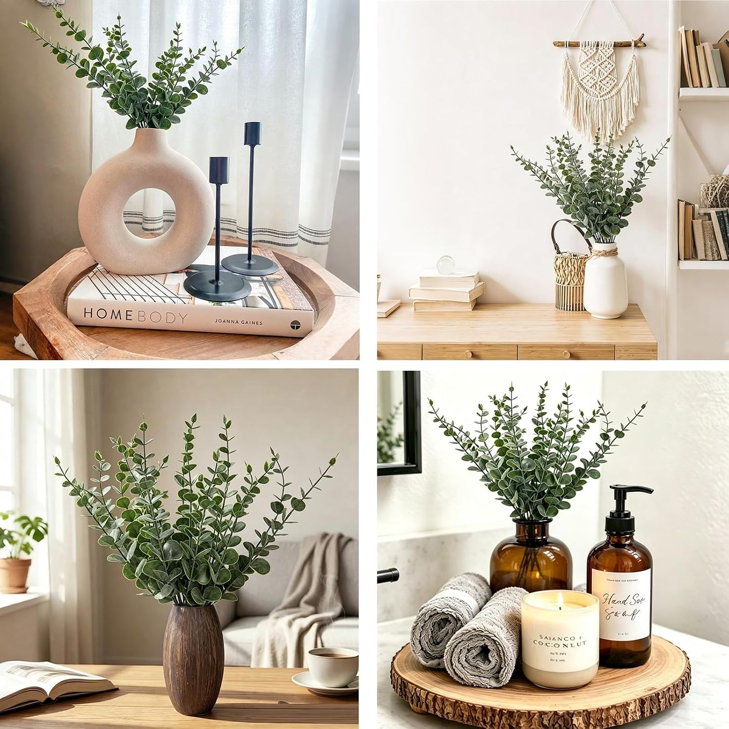 40pcs Eucalyptus Stems Artificial Eucalyptus Leaves Stems,Fake Eucalyptus Plants Real Touch Faux Flower for Home Office Flowers Bouquet Centerpiece Wedding Garden Decoration Farmhouse Home Decor