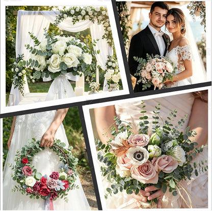 40pcs Eucalyptus Stems Artificial Eucalyptus Leaves Stems,Fake Eucalyptus Plants Real Touch Faux Flower for Home Office Flowers Bouquet Centerpiece Wedding Garden Decoration Farmhouse Home Decor