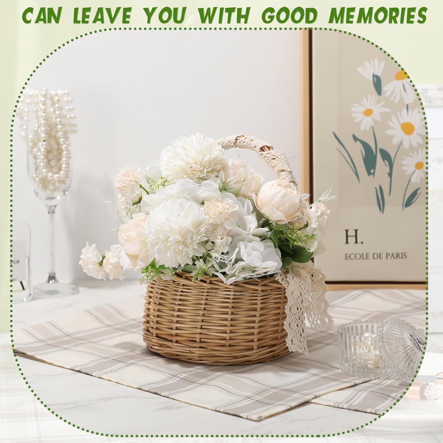 Artificial Flowers Artificial Peonies Silk Flowers Faux Peony Fake Peony Silk Hydrangea Bouquet for Wedding Table Centerpiece Floral Vase Decor(White,Blue,12 Bundles)