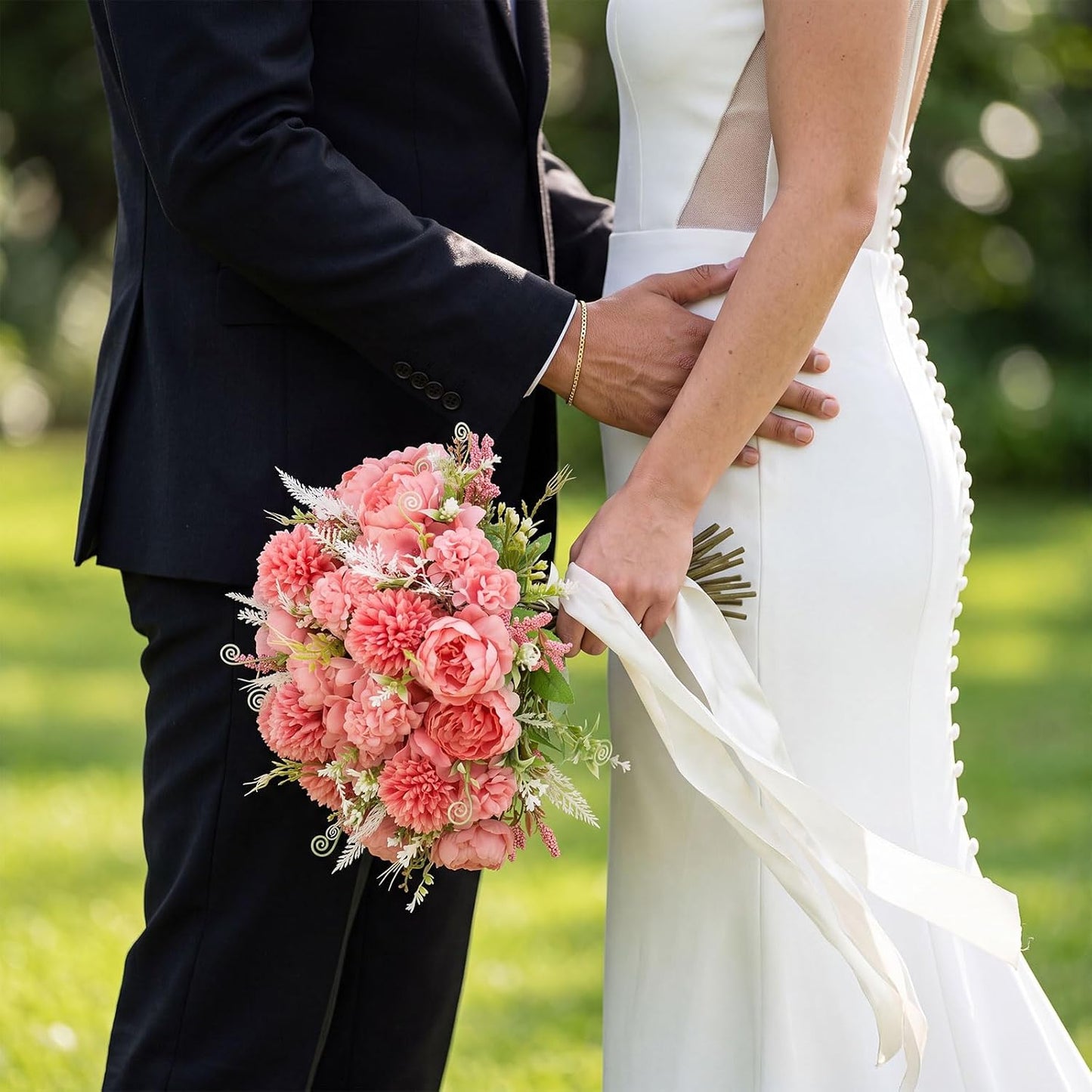 Artificial Flowers Artificial Peonies Silk Flowers Faux Peony Fake Peony Silk Hydrangea Bouquet for Wedding Table Centerpiece Floral Vase Decor(White,Blue,12 Bundles)