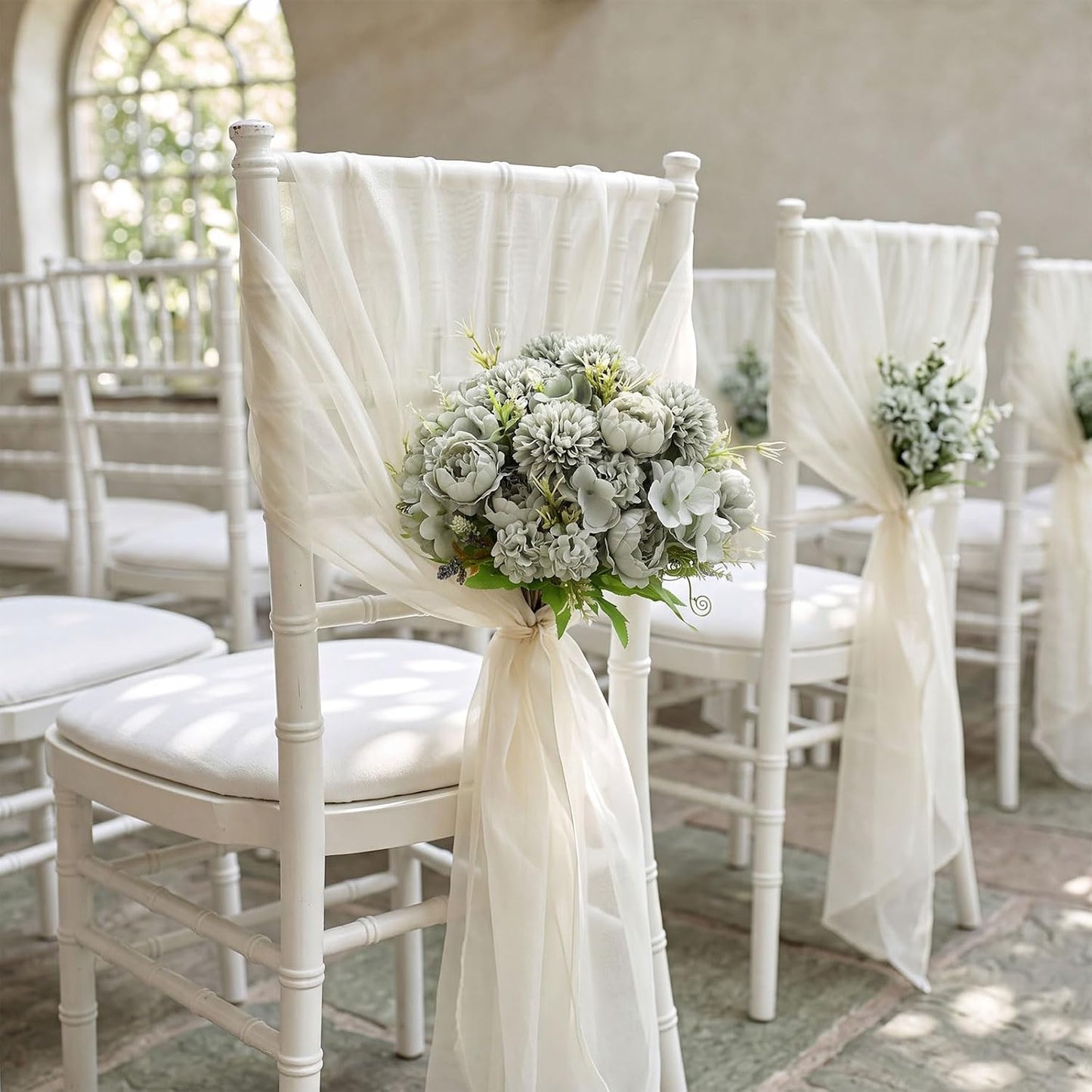 Artificial Flowers Artificial Peonies Silk Flowers Faux Peony Fake Peony Silk Hydrangea Bouquet for Wedding Table Centerpiece Floral Vase Decor(White,Blue,12 Bundles)