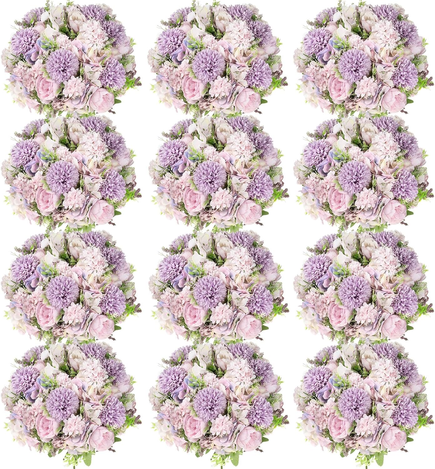 Artificial Flowers Artificial Peonies Silk Flowers Faux Peony Fake Peony Silk Hydrangea Bouquet for Wedding Table Centerpiece Floral Vase Decor(White,Blue,12 Bundles)