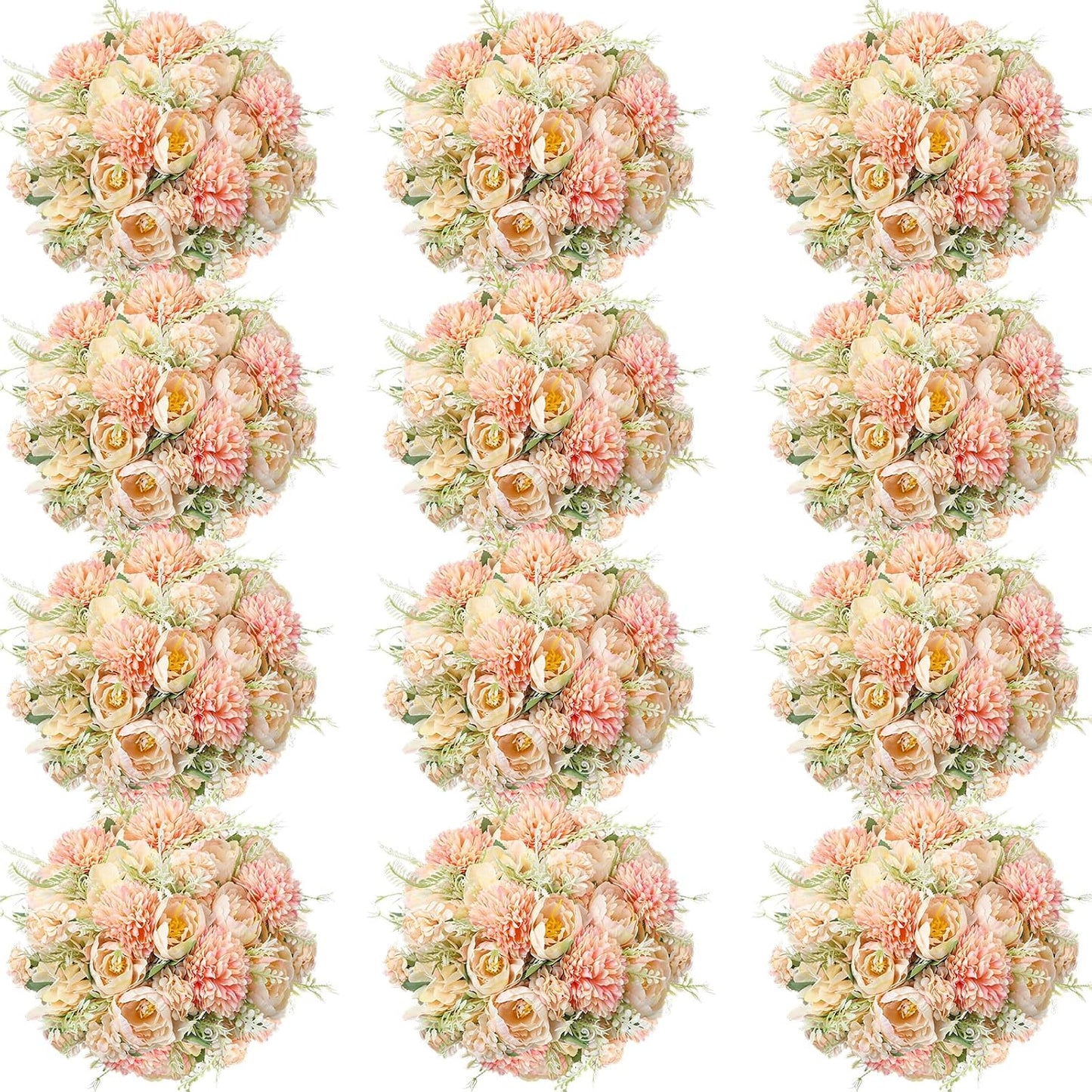 Artificial Flowers Artificial Peonies Silk Flowers Faux Peony Fake Peony Silk Hydrangea Bouquet for Wedding Table Centerpiece Floral Vase Decor(White,Blue,12 Bundles)
