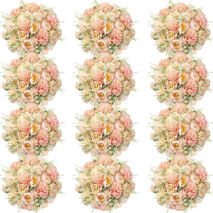 Artificial Flowers Artificial Peonies Silk Flowers Faux Peony Fake Peony Silk Hydrangea Bouquet for Wedding Table Centerpiece Floral Vase Decor(White,Blue,12 Bundles)