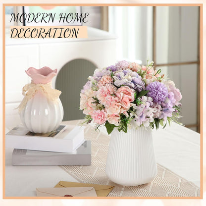 Artificial Flowers Artificial Peonies Silk Flowers Faux Peony Fake Peony Silk Hydrangea Bouquet for Wedding Table Centerpiece Floral Vase Decor(White,Blue,12 Bundles)