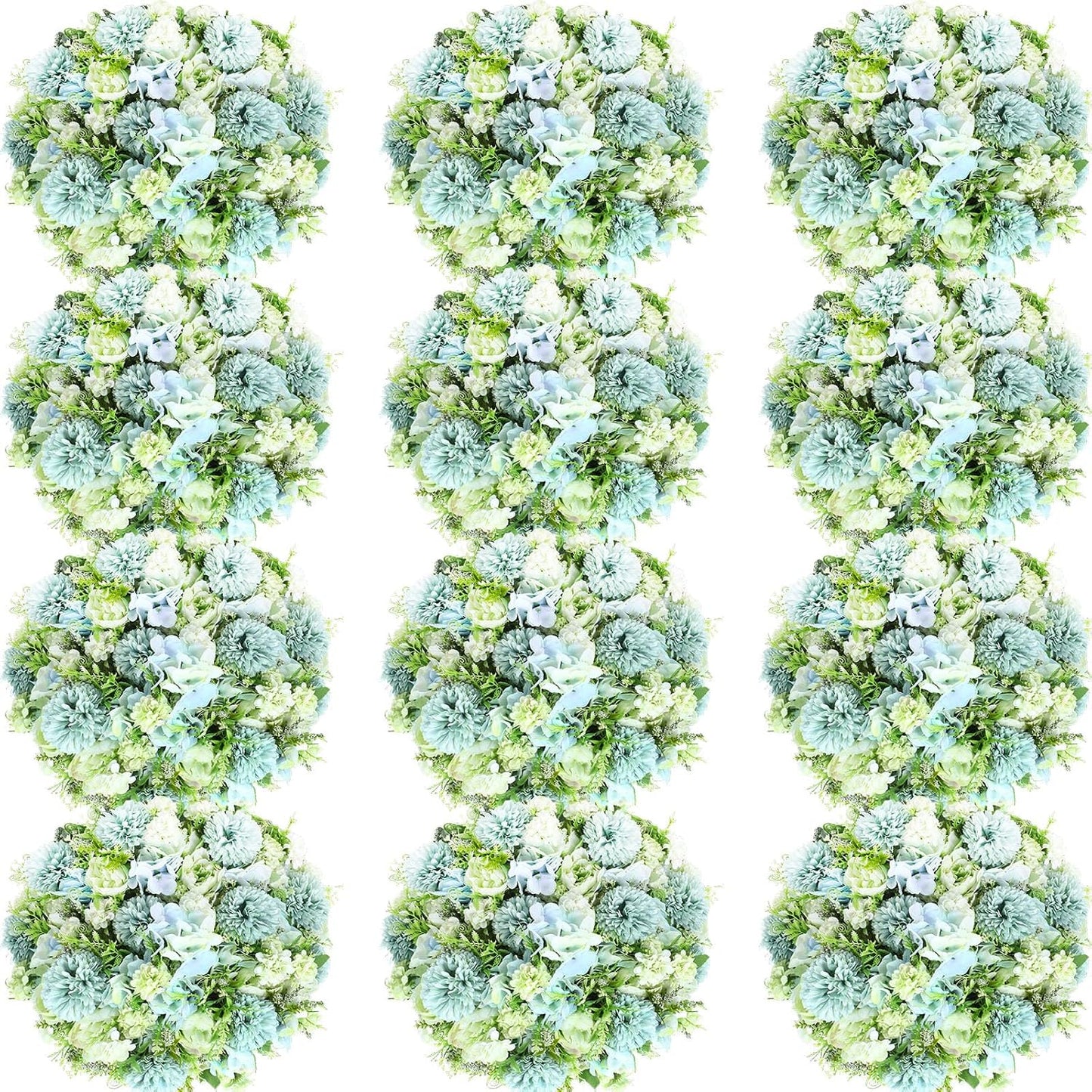 Artificial Flowers Artificial Peonies Silk Flowers Faux Peony Fake Peony Silk Hydrangea Bouquet for Wedding Table Centerpiece Floral Vase Decor(White,Blue,12 Bundles)