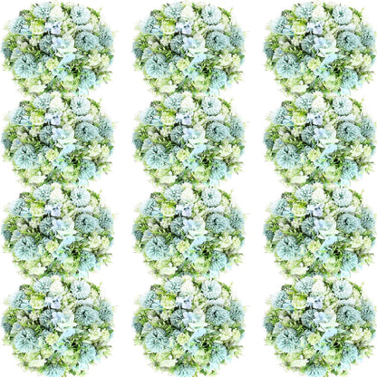 Artificial Flowers Artificial Peonies Silk Flowers Faux Peony Fake Peony Silk Hydrangea Bouquet for Wedding Table Centerpiece Floral Vase Decor(White,Blue,12 Bundles)