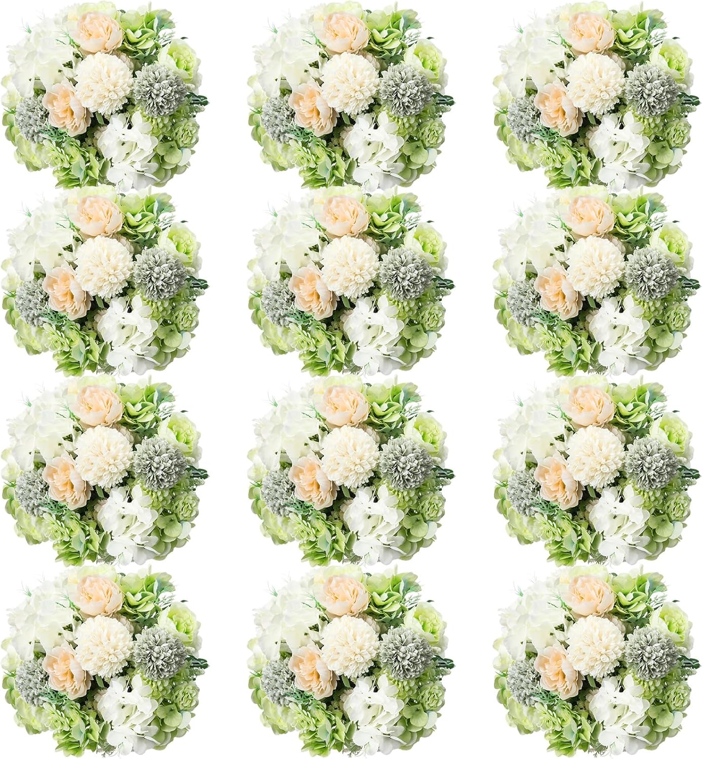 Artificial Flowers Artificial Peonies Silk Flowers Faux Peony Fake Peony Silk Hydrangea Bouquet for Wedding Table Centerpiece Floral Vase Decor(White,Blue,12 Bundles)