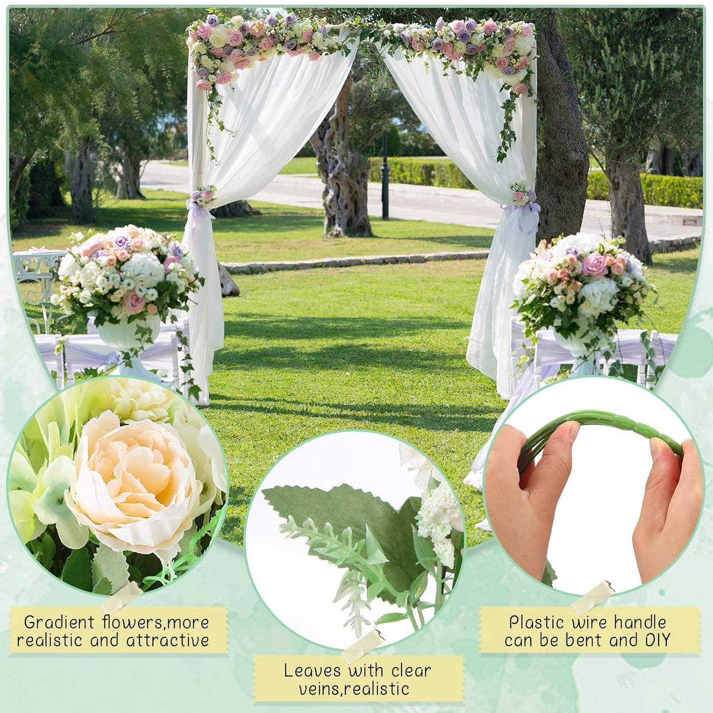 Artificial Flowers Artificial Peonies Silk Flowers Faux Peony Fake Peony Silk Hydrangea Bouquet for Wedding Table Centerpiece Floral Vase Decor(White,Blue,12 Bundles)