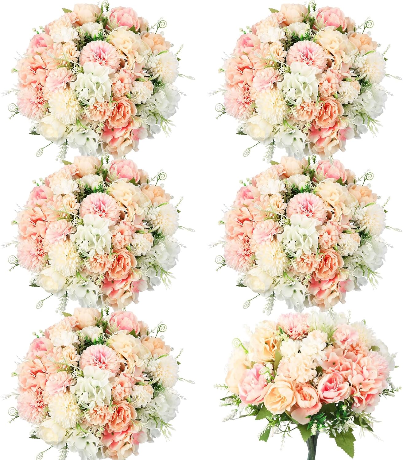 Artificial Flowers Artificial Peonies Silk Flowers Faux Peony Fake Peony Silk Hydrangea Bouquet for Wedding Table Centerpiece Floral Vase Decor(White,Blue,12 Bundles)