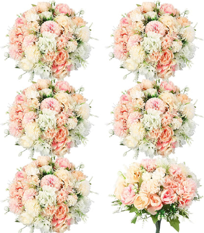 Artificial Flowers Artificial Peonies Silk Flowers Faux Peony Fake Peony Silk Hydrangea Bouquet for Wedding Table Centerpiece Floral Vase Decor(White,Blue,12 Bundles)