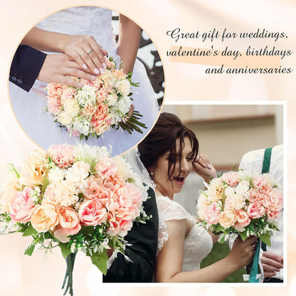 Artificial Flowers Artificial Peonies Silk Flowers Faux Peony Fake Peony Silk Hydrangea Bouquet for Wedding Table Centerpiece Floral Vase Decor(White,Blue,12 Bundles)