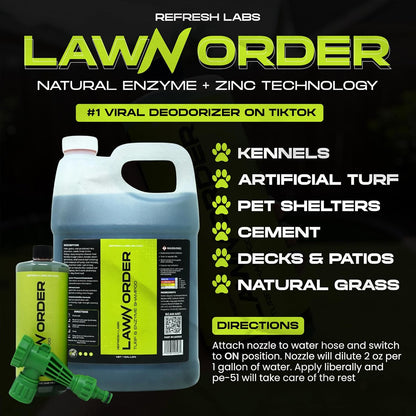 LawN Order Artificial Turf Cleaner & Odor Eliminator – Enzyme Powered, Pet & Kid Safe, Removes Pet Mess Smells (32 OZ Only)