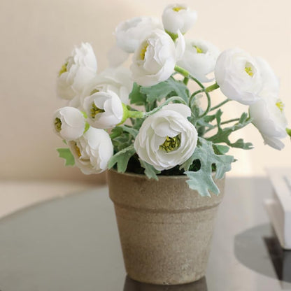 3 Bundles Mini Camellia Artificial Flower for Spring Decoration 10 inch Silk Fake Camellia Flower Bouquet for Home Centerpieces Arrangements Wedding Engagement Decorations,White