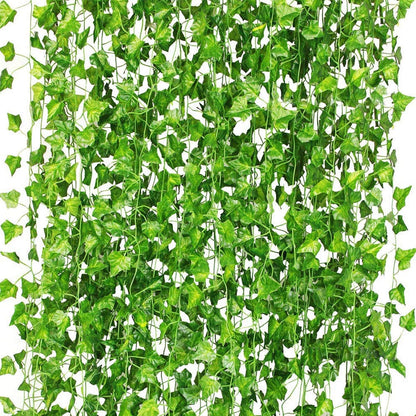 12 Pack 84Ft Artificial Ivy Garland, Fake Vines UV Resistant Greenery Leaves Fake Plants Hanging Aesthetic Vines for Home Bedroom Party Garden Wall Room Decor