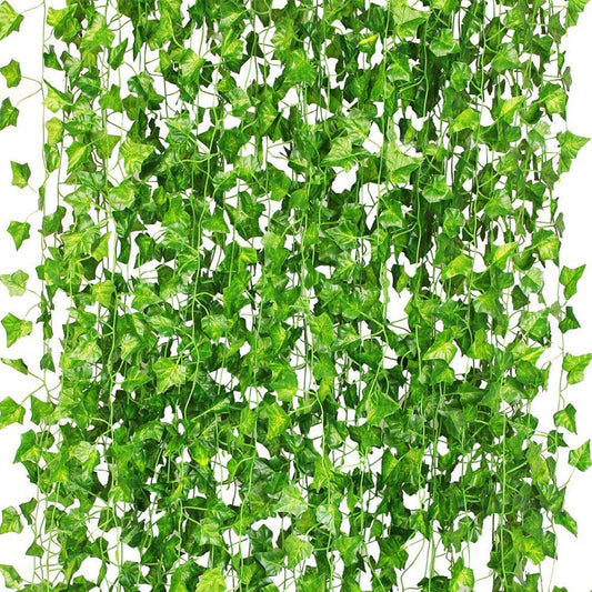 12 Pack 84Ft Artificial Ivy Garland, Fake Vines UV Resistant Greenery Leaves Fake Plants Hanging Aesthetic Vines for Home Bedroom Party Garden Wall Room Decor