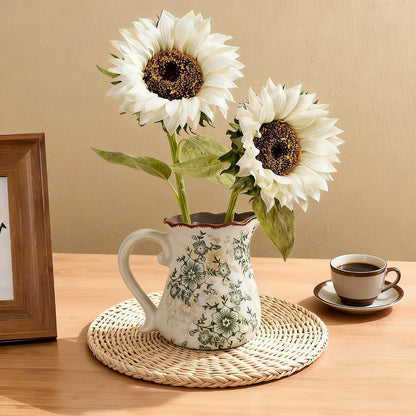Real Touch Artificial Sunflowers, 4Pcs Faux Yellow Silk Sun Flowers