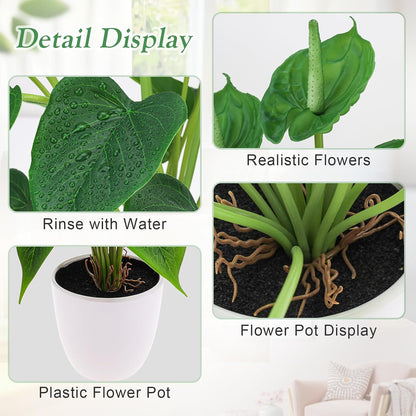 Artificial Flower Plants 16 Inch Pink Calla Lily Small Fake Potted | Faux Plant Indoor Peace Lily in pot Realistic Silk Flower Home Living Room Office Outdoor Bathroom Table Decor