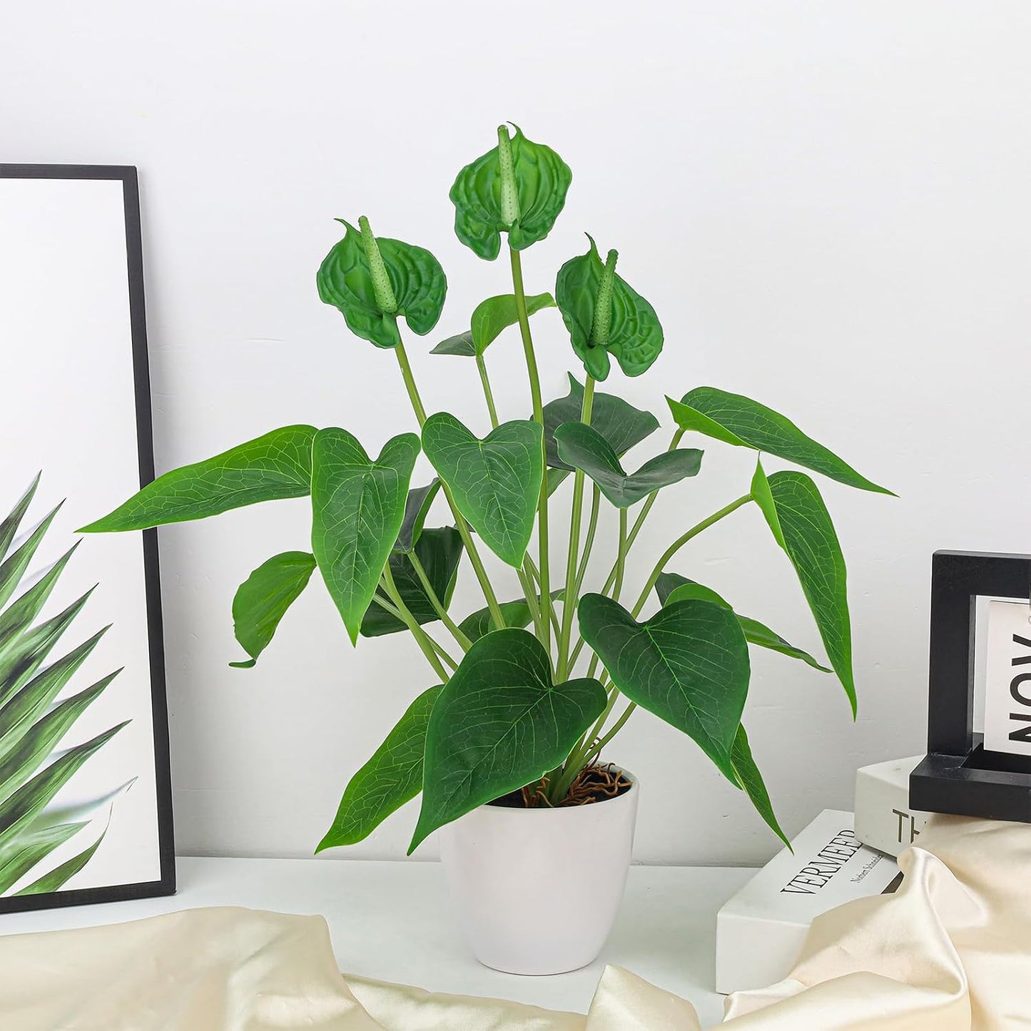 Artificial Flower Plants 16 Inch Pink Calla Lily Small Fake Potted | Faux Plant Indoor Peace Lily in pot Realistic Silk Flower Home Living Room Office Outdoor Bathroom Table Decor