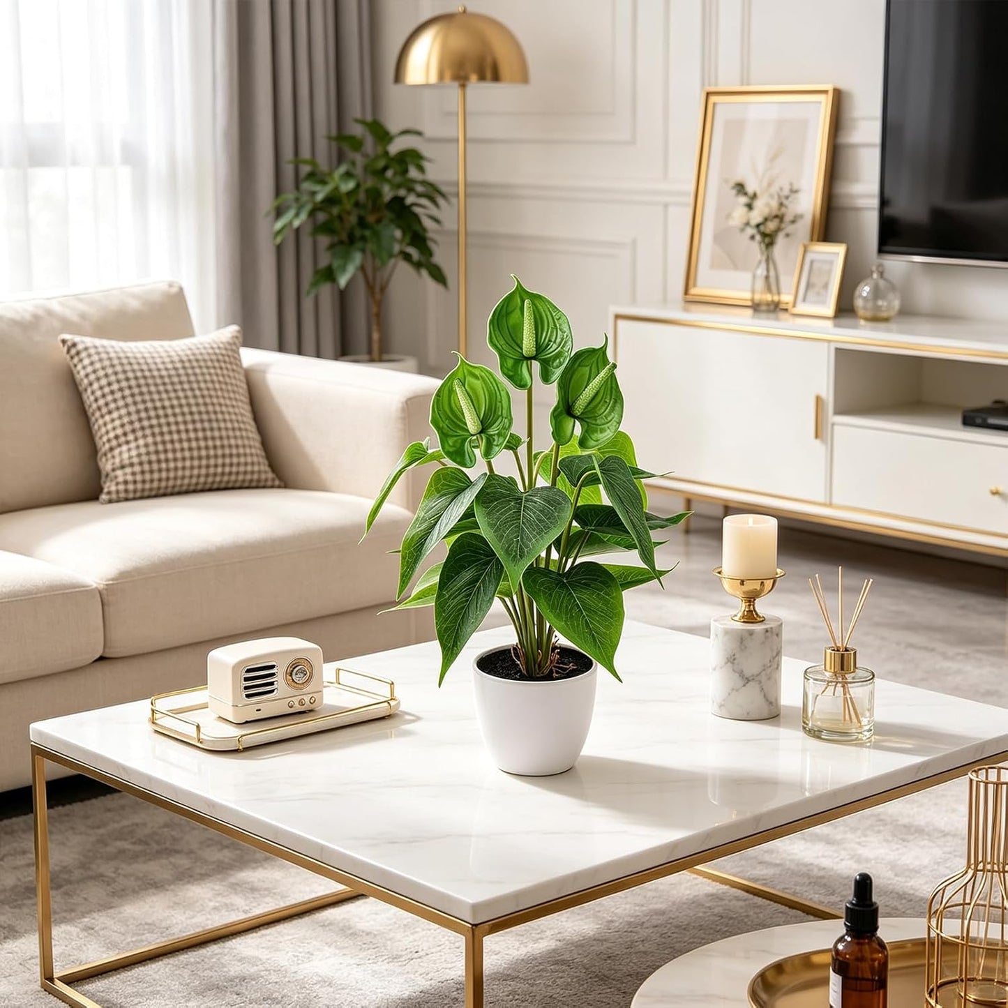 Artificial Flower Plants 16 Inch Pink Calla Lily Small Fake Potted | Faux Plant Indoor Peace Lily in pot Realistic Silk Flower Home Living Room Office Outdoor Bathroom Table Decor