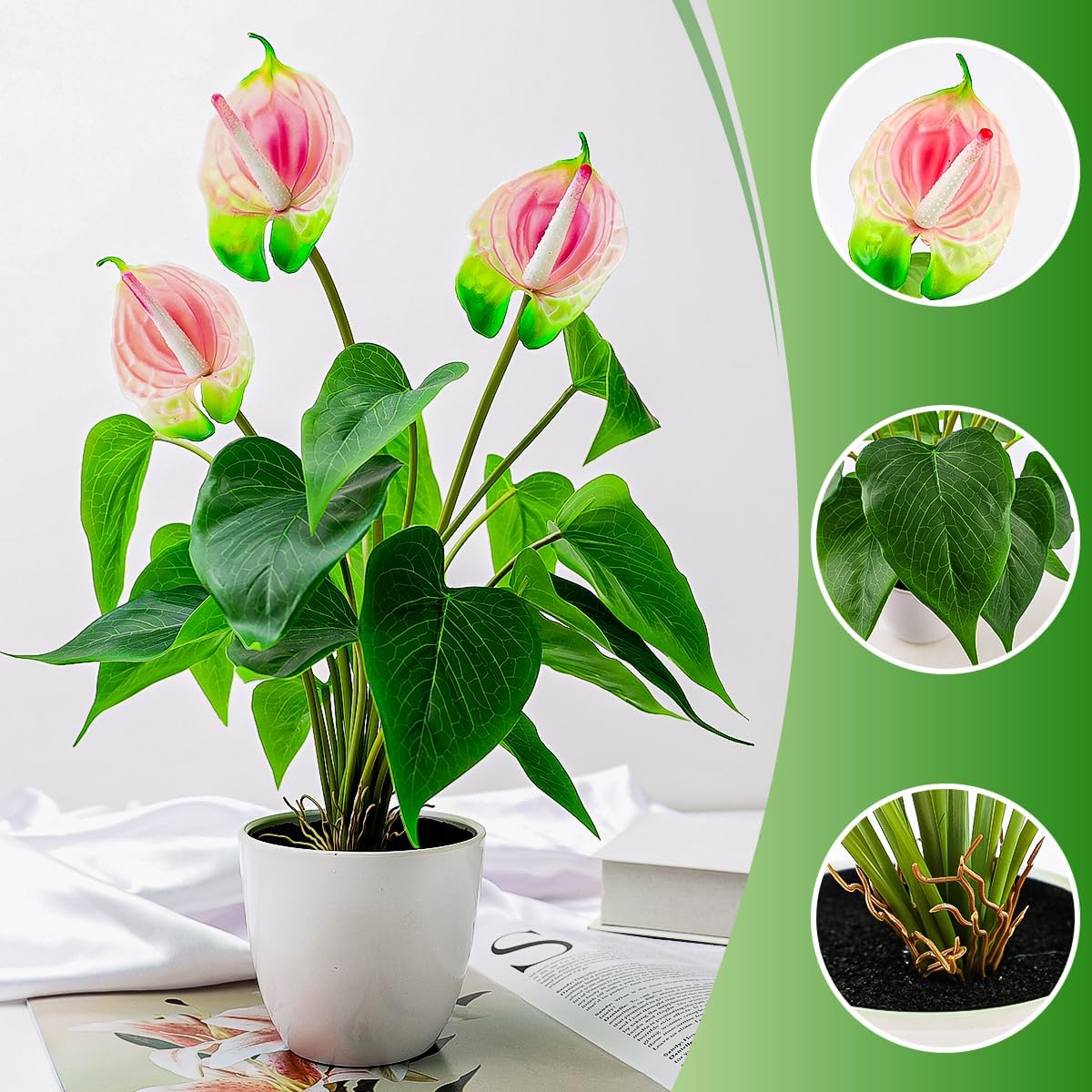 Artificial Flower Plants 16 Inch Pink Calla Lily Small Fake Potted | Faux Plant Indoor Peace Lily in pot Realistic Silk Flower Home Living Room Office Outdoor Bathroom Table Decor