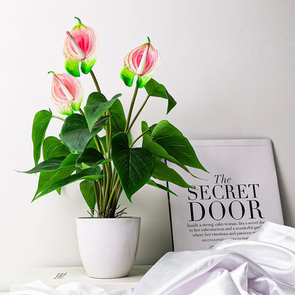 Artificial Flower Plants 16 Inch Pink Calla Lily Small Fake Potted | Faux Plant Indoor Peace Lily in pot Realistic Silk Flower Home Living Room Office Outdoor Bathroom Table Decor