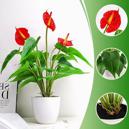 Artificial Flower Plants 16 Inch Pink Calla Lily Small Fake Potted | Faux Plant Indoor Peace Lily in pot Realistic Silk Flower Home Living Room Office Outdoor Bathroom Table Decor