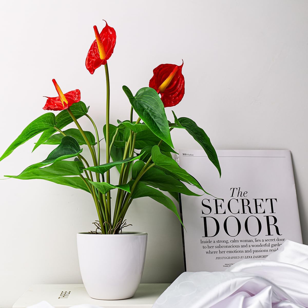 Artificial Flower Plants 16 Inch Pink Calla Lily Small Fake Potted | Faux Plant Indoor Peace Lily in pot Realistic Silk Flower Home Living Room Office Outdoor Bathroom Table Decor