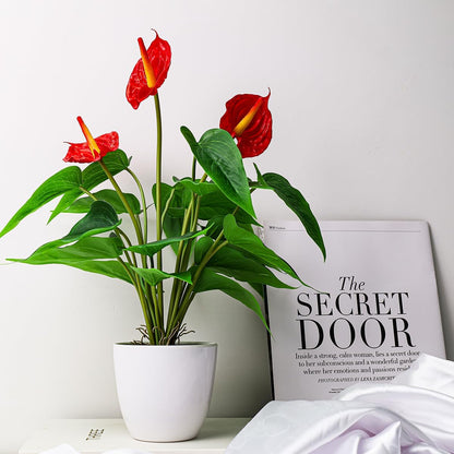 Artificial Flower Plants 16 Inch Pink Calla Lily Small Fake Potted | Faux Plant Indoor Peace Lily in pot Realistic Silk Flower Home Living Room Office Outdoor Bathroom Table Decor