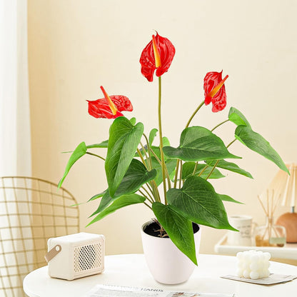 Artificial Flower Plants 16 Inch Pink Calla Lily Small Fake Potted | Faux Plant Indoor Peace Lily in pot Realistic Silk Flower Home Living Room Office Outdoor Bathroom Table Decor
