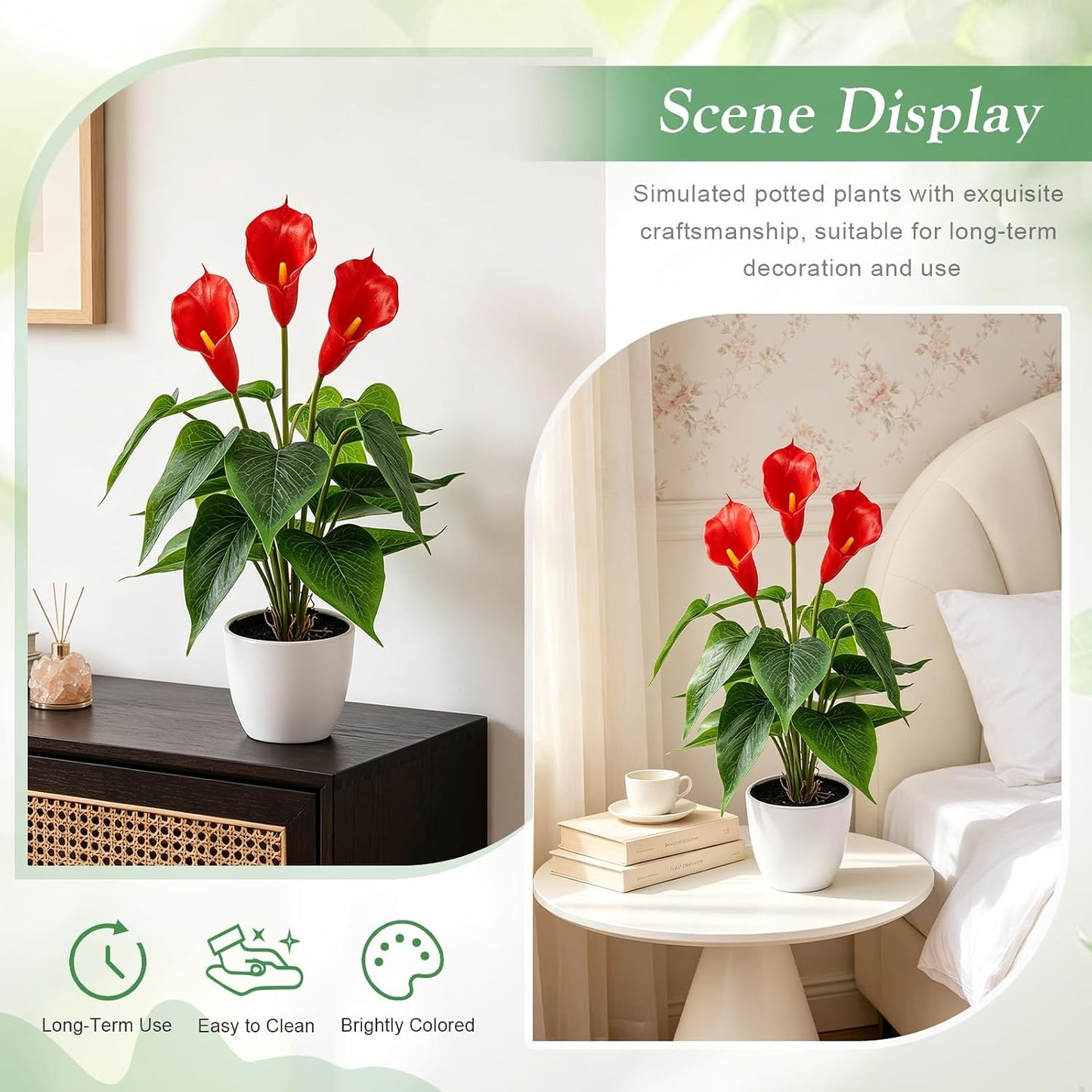 Artificial Flower Plants 16 Inch Pink Calla Lily Small Fake Potted | Faux Plant Indoor Peace Lily in pot Realistic Silk Flower Home Living Room Office Outdoor Bathroom Table Decor