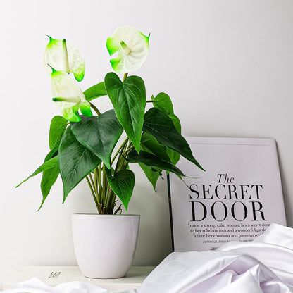 Artificial Flower Plants 16 Inch Pink Calla Lily Small Fake Potted | Faux Plant Indoor Peace Lily in pot Realistic Silk Flower Home Living Room Office Outdoor Bathroom Table Decor