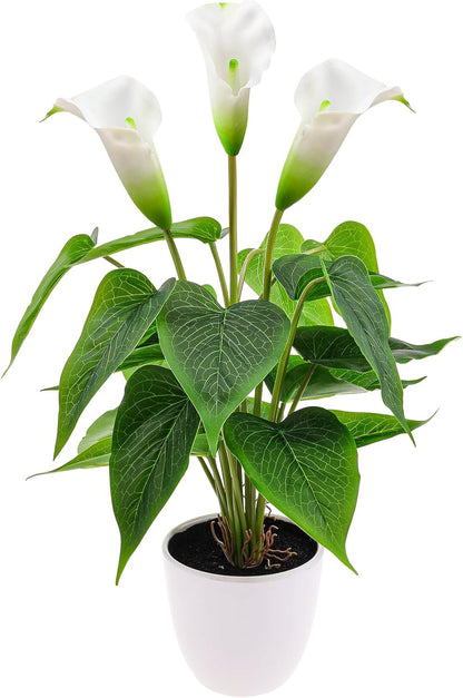 Artificial Flower Plants 16 Inch Pink Calla Lily Small Fake Potted | Faux Plant Indoor Peace Lily in pot Realistic Silk Flower Home Living Room Office Outdoor Bathroom Table Decor