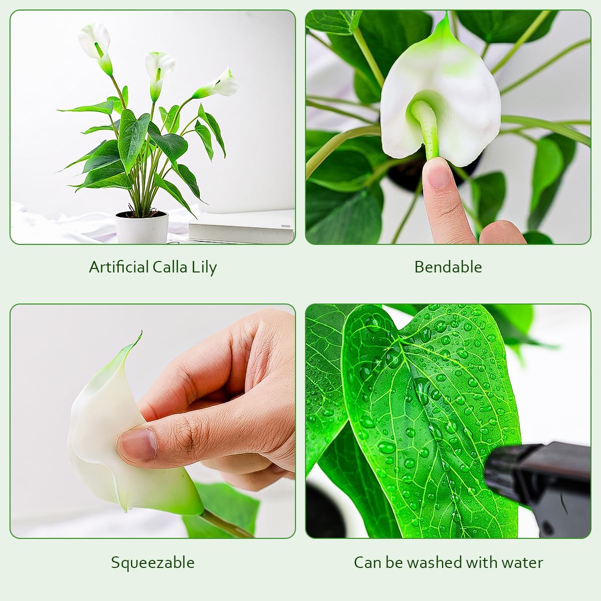 Artificial Flower Plants 16 Inch Pink Calla Lily Small Fake Potted | Faux Plant Indoor Peace Lily in pot Realistic Silk Flower Home Living Room Office Outdoor Bathroom Table Decor