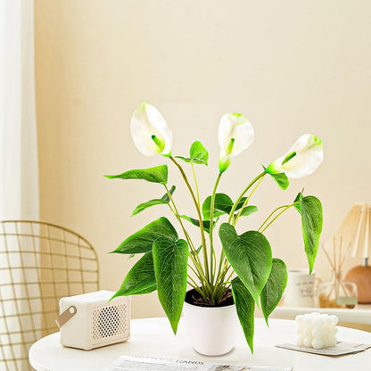 Artificial Flower Plants 16 Inch Pink Calla Lily Small Fake Potted | Faux Plant Indoor Peace Lily in pot Realistic Silk Flower Home Living Room Office Outdoor Bathroom Table Decor