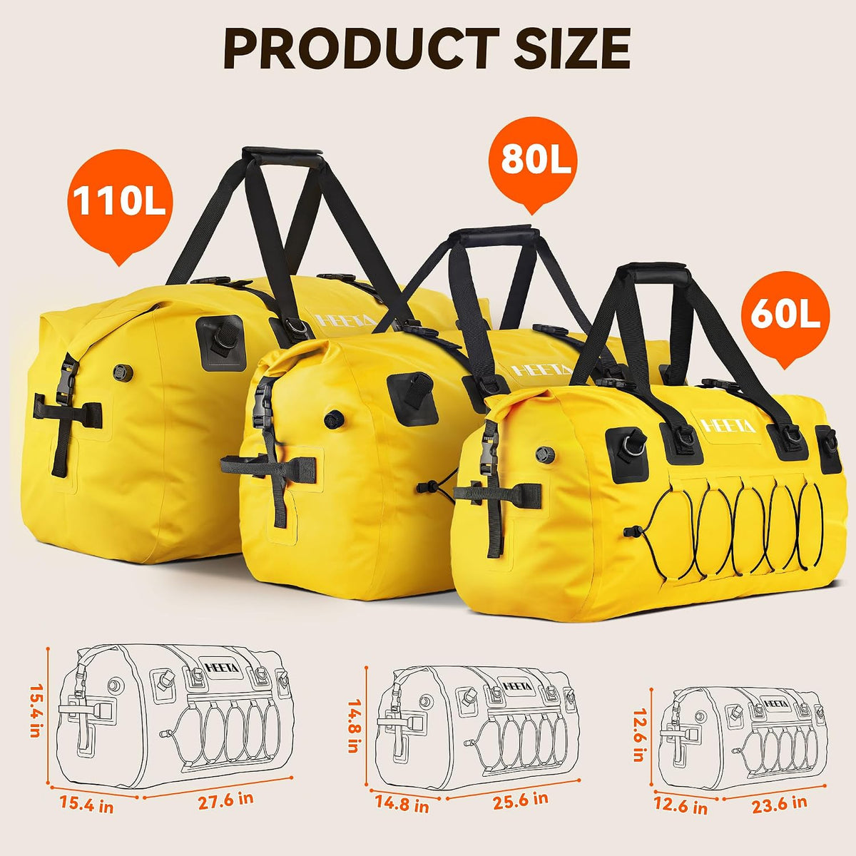 Waterproof Duffel Bag Travel Motorcycle Dry Bag Backpack 60L/80L/110L