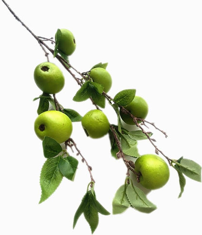 2pcs Artificial Apple Tree Branch with 7 Apple Fruit Faux Greenery Plant for Wedding Centerpieces Hotel Floral Decoration (Green)