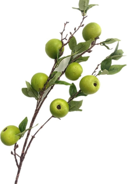 2pcs Artificial Apple Tree Branch with 7 Apple Fruit Faux Greenery Plant for Wedding Centerpieces Hotel Floral Decoration (Green)
