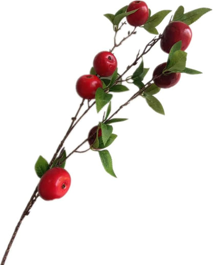 2pcs Artificial Apple Tree Branch with 7 Apple Fruit Faux Greenery Plant for Wedding Centerpieces Hotel Floral Decoration (Green)