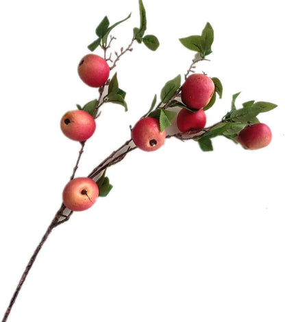 2pcs Artificial Apple Tree Branch with 7 Apple Fruit Faux Greenery Plant for Wedding Centerpieces Hotel Floral Decoration (Green)