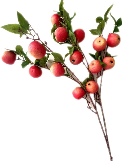 2pcs Artificial Apple Tree Branch with 7 Apple Fruit Faux Greenery Plant for Wedding Centerpieces Hotel Floral Decoration (Green)