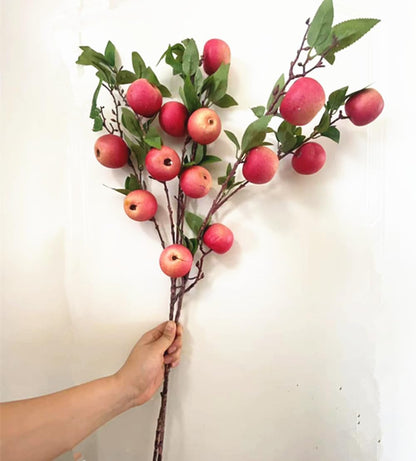 2pcs Artificial Apple Tree Branch with 7 Apple Fruit Faux Greenery Plant for Wedding Centerpieces Hotel Floral Decoration (Green)