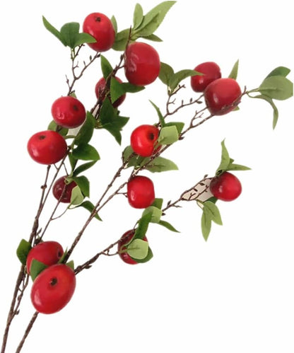 2pcs Artificial Apple Tree Branch with 7 Apple Fruit Faux Greenery Plant for Wedding Centerpieces Hotel Floral Decoration (Green)
