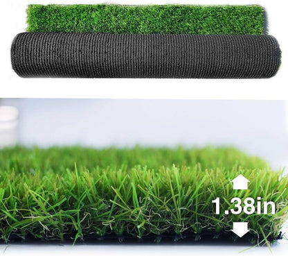 Synthetic Artificial Grass Turf Lawn 15 x 30ft, 1.38" Outdoor/Indoor Fake Grass Rug Astroturf for Dogs,Faux Grass Rug with Drainage Holes/Custom Size Provided