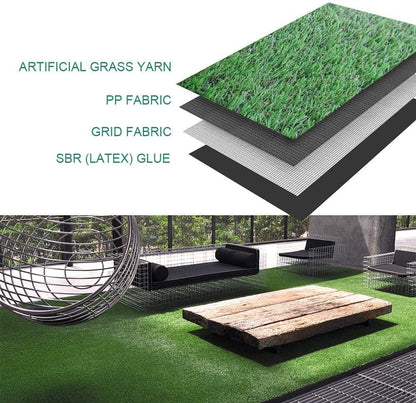 Synthetic Artificial Grass Turf Lawn 15 x 30ft, 1.38" Outdoor/Indoor Fake Grass Rug Astroturf for Dogs,Faux Grass Rug with Drainage Holes/Custom Size Provided