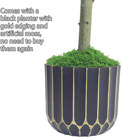 4FT Artificial Fiddle Leaf Fig Tree, Premium Fake Ficus Lyrata Plant in Decorative Black Planter for Indoor Home Office Decor, Housewarming Gift