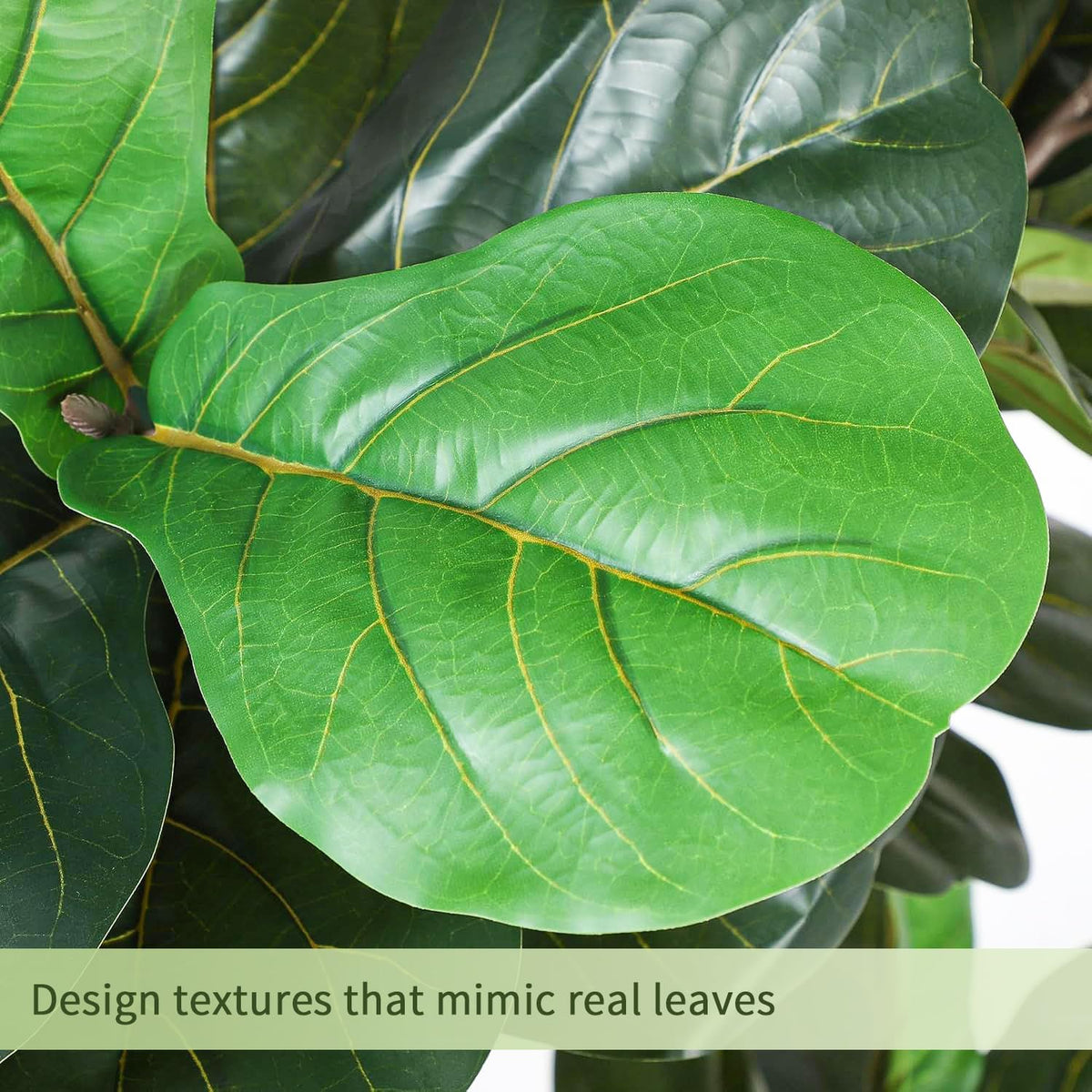 4FT Artificial Fiddle Leaf Fig Tree, Premium Fake Ficus Lyrata Plant in Decorative Black Planter for Indoor Home Office Decor, Housewarming Gift