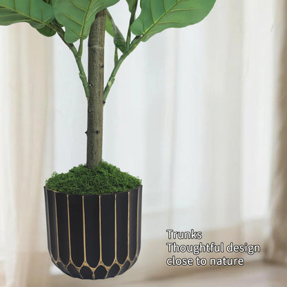 4FT Artificial Fiddle Leaf Fig Tree, Premium Fake Ficus Lyrata Plant in Decorative Black Planter for Indoor Home Office Decor, Housewarming Gift
