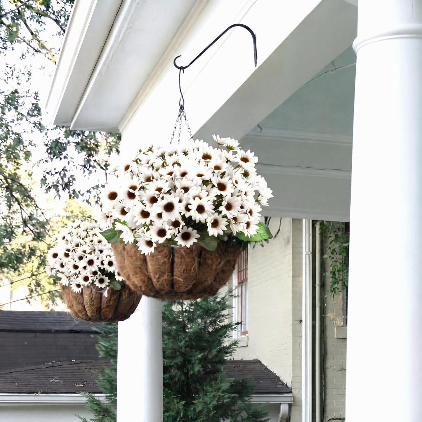24 Bundles Yellow Sunflower Faux Mums for Outdoor Artificial Flower with Stems Bouquet Fake Plants Bulk UV Resistant Plastic No Fade Wedding Fall Garden Home Window Decor